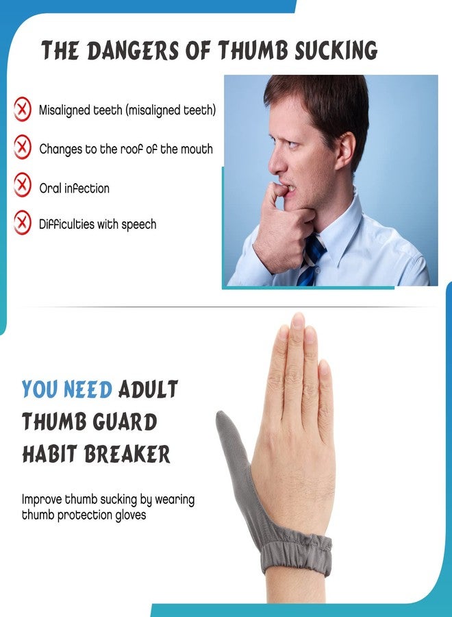 Otuuz Adult Thumb Guard Habit Thumb Sucking Thumb Cover Thumb Glove to Help Stop Skin Picking Thumb Sucking and Hair Pulling(Gray) - Image 3